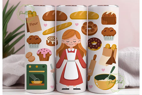Baking Girl Baker 20oz Tumbler Wrap Sublimation PixelChick 