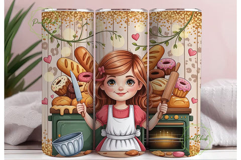 Baking Girl Baker 20oz Tumbler Wrap Sublimation PixelChick 