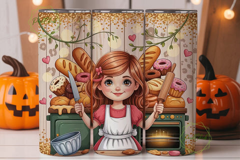 Baking Girl Baker 20oz Tumbler Wrap Sublimation PixelChick 