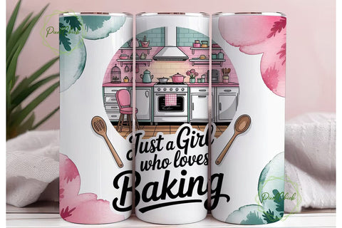 Baking Girl Kitchen 20oz Tumbler Wrap Sublimation PixelChick 