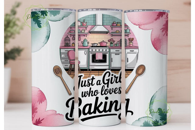 Baking Girl Kitchen 20oz Tumbler Wrap Sublimation PixelChick 