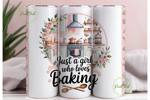 Baking Girl Kitchen 20oz Tumbler Wrap Sublimation PixelChick 