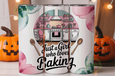 Baking Girl Kitchen 20oz Tumbler Wrap Sublimation PixelChick 