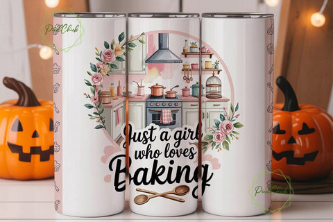 Baking Girl Kitchen 20oz Tumbler Wrap Sublimation PixelChick 