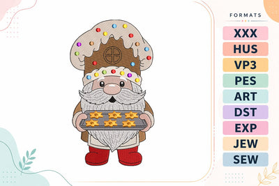 Baking Gnome with Star Cookies Christmas Embroidery Design Embroidery/Applique DESIGNS sg embroidery 
