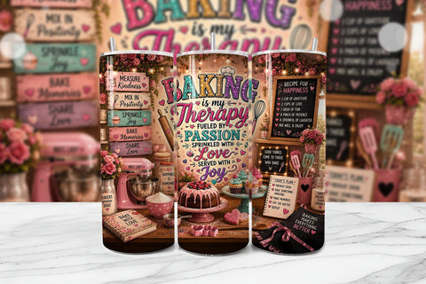 Baking is My Therapy Tumbler Wrap Sublimation BijouBay 