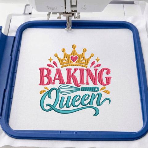 Baking Queen Embroidery Design – Cute Baker Crown Whisk Kitchen Baking Machine Embroidery File Embroidery/Applique DESIGNS PatternFeed8 