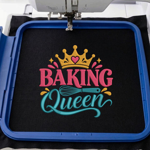 Baking Queen Embroidery Design – Cute Baker Crown Whisk Kitchen Baking Machine Embroidery File Embroidery/Applique DESIGNS PatternFeed8 