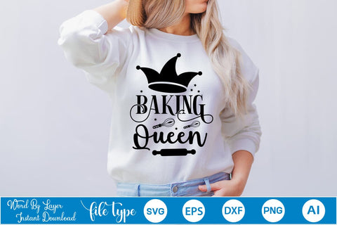 Baking Queen SVG Design, SVGs,Quotes and Sayings,Food & Drink,On Sale, Print & Cut SVG DesignPlante 503 