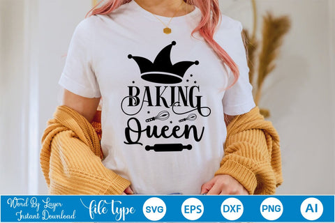 Baking Queen SVG Design, SVGs,Quotes and Sayings,Food & Drink,On Sale, Print & Cut SVG DesignPlante 503 