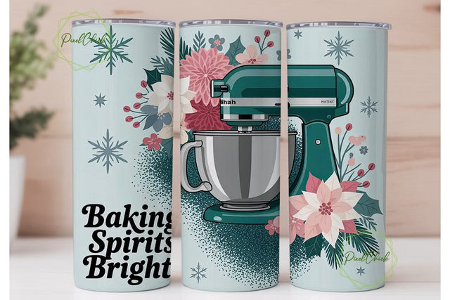 Baking Spirits Bright 20oz Tumbler Wrap Sublimation PixelChick 