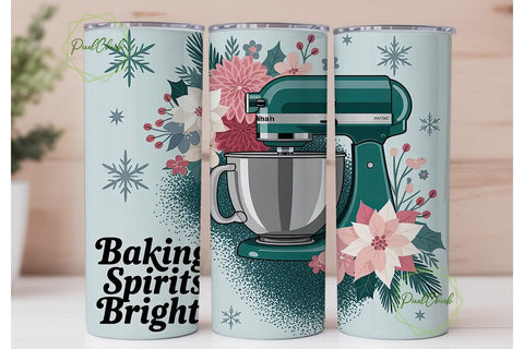 Baking Spirits Bright 20oz Tumbler Wrap Sublimation PixelChick 