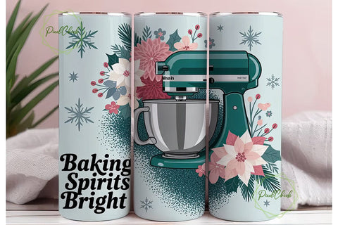 Baking Spirits Bright 20oz Tumbler Wrap Sublimation PixelChick 