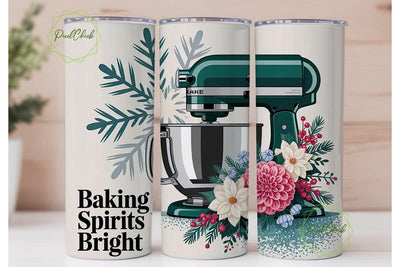 Baking Spirits Bright 20oz Tumbler Wrap Sublimation PixelChick 
