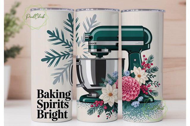 Baking Spirits Bright 20oz Tumbler Wrap Sublimation PixelChick 