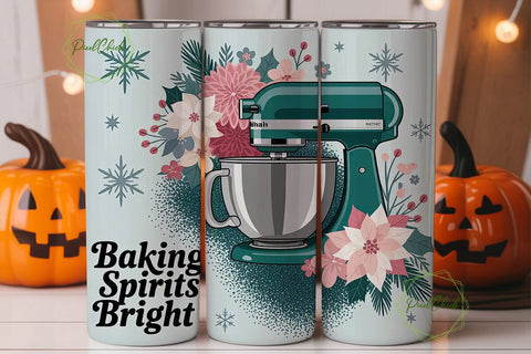 Baking Spirits Bright 20oz Tumbler Wrap Sublimation PixelChick 