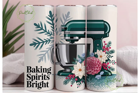 Baking Spirits Bright 20oz Tumbler Wrap Sublimation PixelChick 
