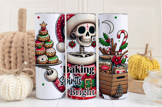 Baking Spirits Bright 20oz Wrap, Christmas Baking Tumbler Wrap, Christmas Bakery Tumbler PNG Sublimation BouDesign 