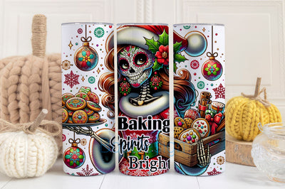 Baking Spirits Bright 20oz Wrap, Christmas Baking Tumbler Wrap, Christmas Bakery Tumbler PNG Sublimation BouDesign 
