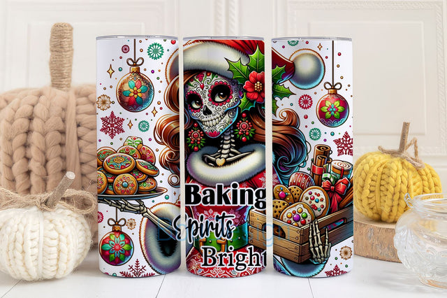 Baking Spirits Bright 20oz Wrap, Christmas Baking Tumbler Wrap, Christmas Bakery Tumbler PNG Sublimation BouDesign 