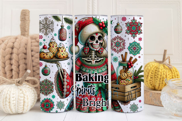 Baking Spirits Bright 20oz Wrap, Christmas Baking Tumbler Wrap, Christmas Bakery Tumbler PNG Sublimation BouDesign 