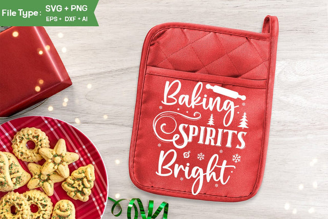 Baking Spirits Bright Pot Holder Svg, Christmas SVG Design, Christmas Pot Holder Svg Design,SVGs,Quotes and Sayings,Food & Drink,On Sale, Print & Cut SVG DesignPlante 503 