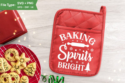 Baking Spirits Bright Pot Holder Svg, Christmas SVG Design, Christmas Pot Holder Svg Design,SVGs,Quotes and Sayings,Food & Drink,On Sale, Print & Cut SVG DesignPlante 503 