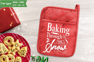 Baking Through The Snow Pot Holder SVG Design, Christmas Pot Holder SVG Design, Christmas SVG, SVGs, Food & Drink, Print & Cut, Quotes and Sayings SVG DesignPlante 503 
