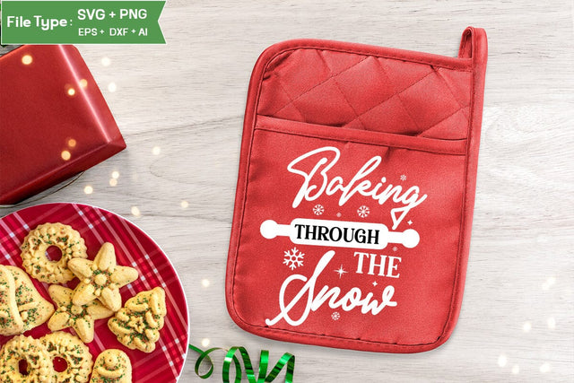 Baking Through The Snow Pot Holder SVG Design, Christmas Pot Holder SVG Design, Christmas SVG, SVGs, Food & Drink, Print & Cut, Quotes and Sayings SVG DesignPlante 503 