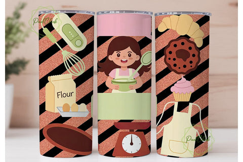Baking Time Cute Girl 20oz Tumbler Wrap Sublimation PixelChick 