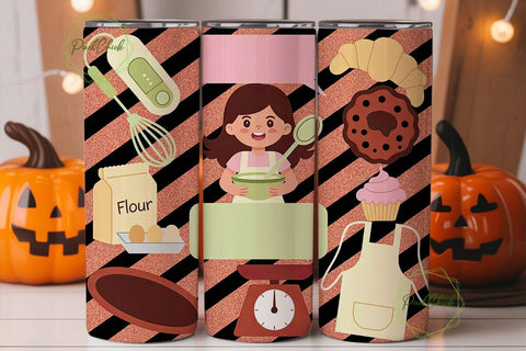 Baking Time Cute Girl 20oz Tumbler Wrap Sublimation PixelChick 
