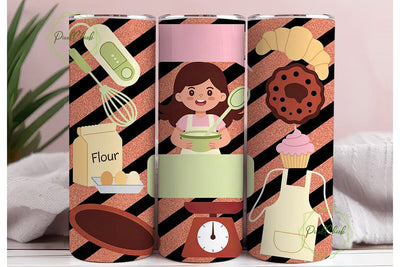 Baking Time Cute Girl 20oz Tumbler Wrap Sublimation PixelChick 