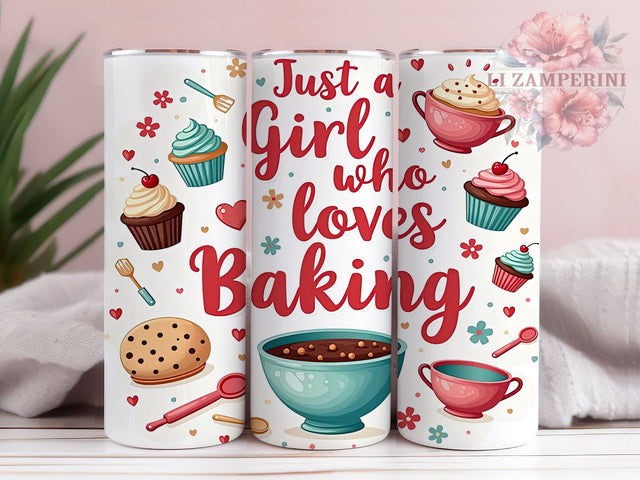 Baking Tumbler, Cupcake Lover Design, 20oz Tumbler Wrap, Sublimation Design, Girl Who Loves Baking, Baking Gift, Cute Cupcake Tumbler, Baking Enthusiast Gift Sublimation Li Zamperini 