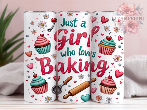 Baking Tumbler, Cupcake Lover Design, 20oz Tumbler Wrap, Sublimation Design, Girl Who Loves Baking, Baking Gift, Cute Cupcake Tumbler, Baking Enthusiast Gift Sublimation Li Zamperini 
