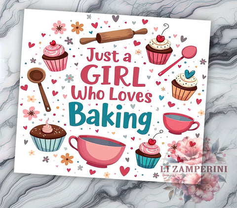 Baking Tumbler, Cupcake Lover Design, 20oz Tumbler Wrap, Sublimation Design, Girl Who Loves Baking, Baking Gift, Cute Cupcake Tumbler, Baking Enthusiast Gift Sublimation Li Zamperini 