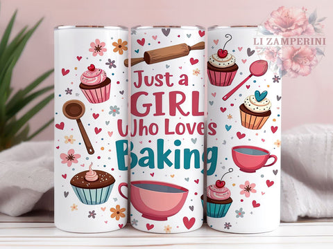 Baking Tumbler, Cupcake Lover Design, 20oz Tumbler Wrap, Sublimation Design, Girl Who Loves Baking, Baking Gift, Cute Cupcake Tumbler, Baking Enthusiast Gift Sublimation Li Zamperini 
