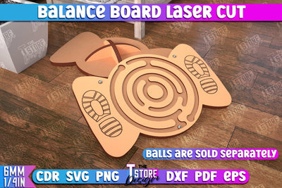 Balance Board Laser Cut | Balancing Platform | Maze | CNC File SVG The T Store Design 