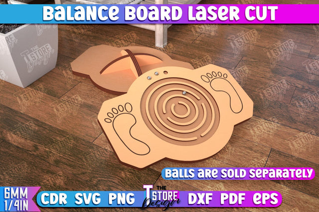 Balance Board Laser Cut | Balancing Platform | Maze | CNC File SVG The T Store Design 