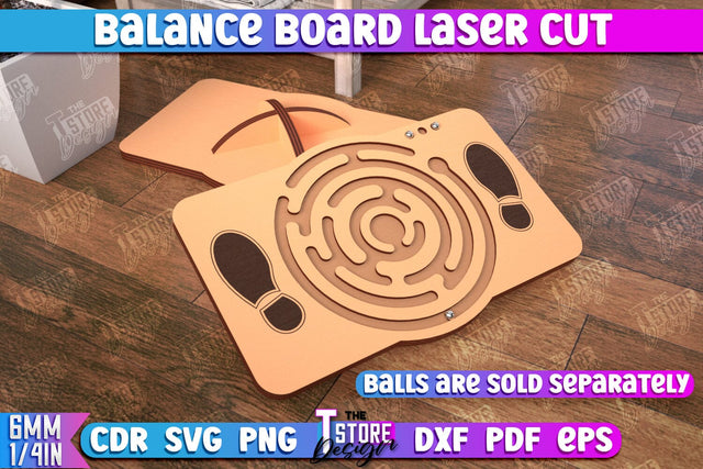 Balance Board Laser Cut | Balancing Platform | Maze | CNC File SVG The T Store Design 