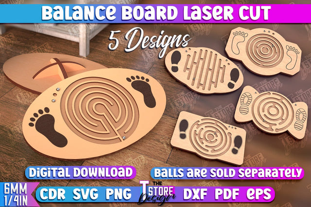 Balance Board Laser Cut Bundle | Balancing Platform | Maze | CNC File SVG The T Store Design 