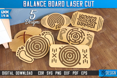 Balance Boards Laser Cut Bundle | Balancing Platform | Maze | Activity Board | CNC Files SVG Fly Design 