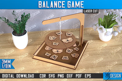 Balance Game Laser Cut | Counter Balance | Board Game | Game with Elements | CNC File SVG Fly Design 