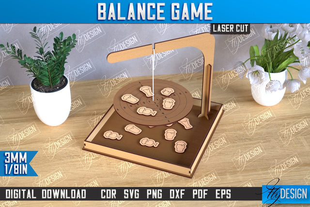 Balance Game Laser Cut | Counter Balance | Board Game | Game with Elements | CNC File SVG Fly Design 