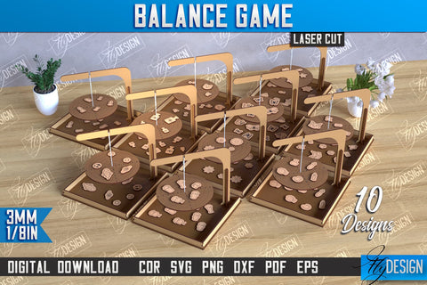 Balance Games Laser Cut Bundle | Counter Balance | Board Game | Game with Elements | CNC Files SVG Fly Design 