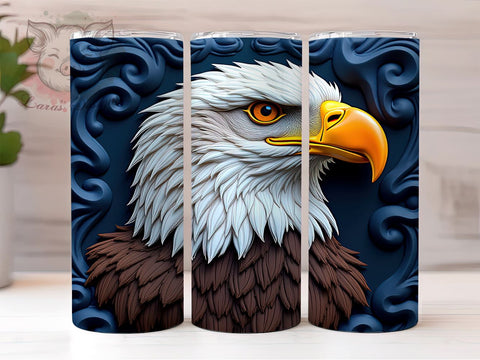 Bald Eagle 20 oz Skinny Tumbler Sublimation Design, Straight & Tapered Tumbler Png, Bald Eagle Embroidery Embroidered Tumbler Png, Digital Download PNG Sublimation Lara' s Designs 