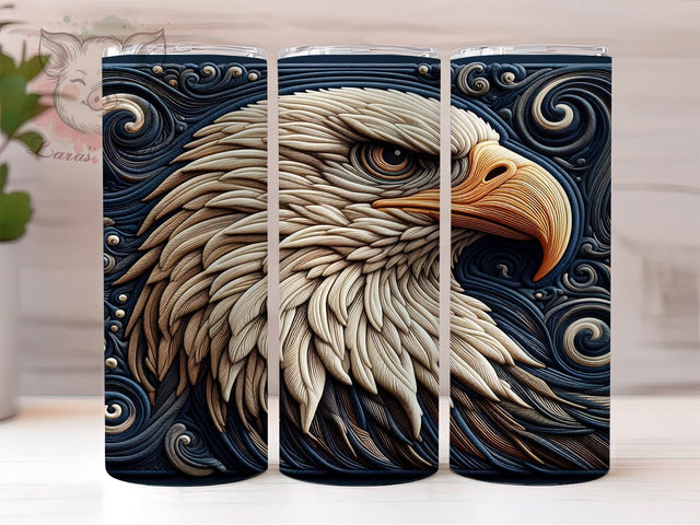 Bald Eagle 20 oz Skinny Tumbler Sublimation Design, Straight & Tapered Tumbler Png, Bald Eagle Embroidery Embroidered Tumbler Png, Digital Download PNG Sublimation Lara' s Designs 