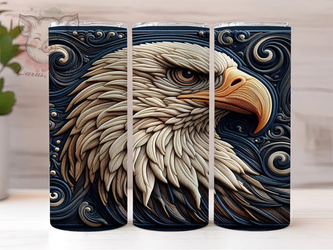 Bald Eagle 20 oz Skinny Tumbler Sublimation Design, Straight & Tapered Tumbler Png, Bald Eagle Embroidery Embroidered Tumbler Png, Digital Download PNG Sublimation Lara' s Designs 