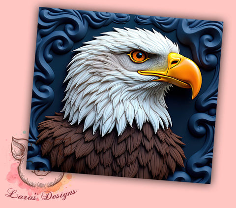 Bald Eagle 20 oz Skinny Tumbler Sublimation Design, Straight & Tapered Tumbler Png, Bald Eagle Embroidery Embroidered Tumbler Png, Digital Download PNG Sublimation Lara' s Designs 