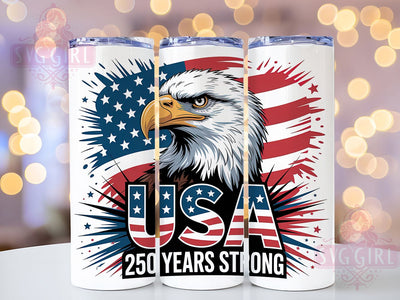 Bald Eagle 250th USA 20oz Tumbler, USA Flag Wrap, Sublimation Gift, Patriotic Mug, 20oz Tumbler Design, Bald Eagle Graphic, 250th Anniversary Theme Sublimation SvggirlplusArt 