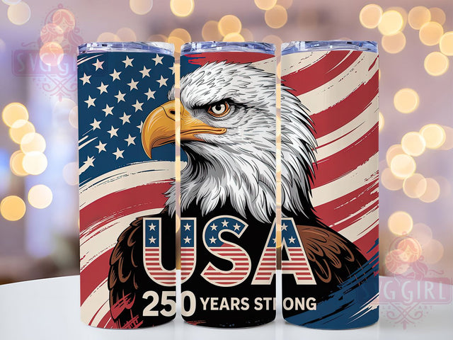 Bald Eagle 250th USA 20oz Tumbler, USA Flag Wrap, Sublimation Gift, Patriotic Mug, 20oz Tumbler Design, Bald Eagle Graphic, 250th Anniversary Theme Sublimation SvggirlplusArt 